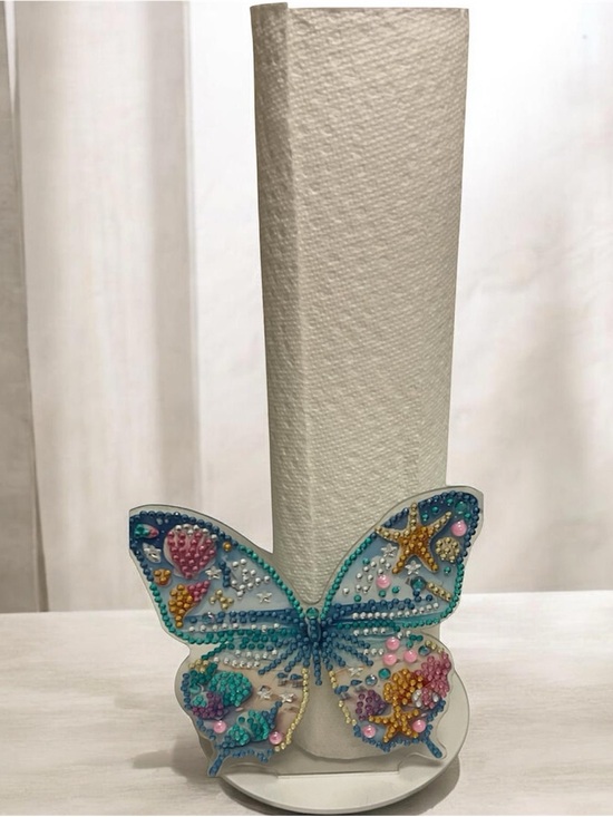 Handcrafted Other - Diamond Art Butterfly Paper Towel Holder Sealed